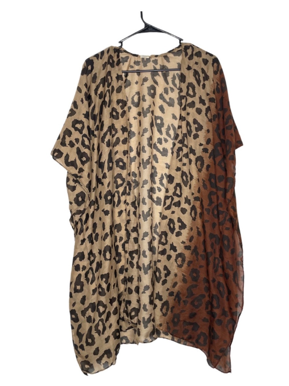 Raj Leopard-Print Cotton Kimono in Tan and Brown